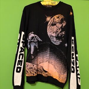 Kenzo Black Spaced Out Intarsia Knit Crew Sweater Size Large